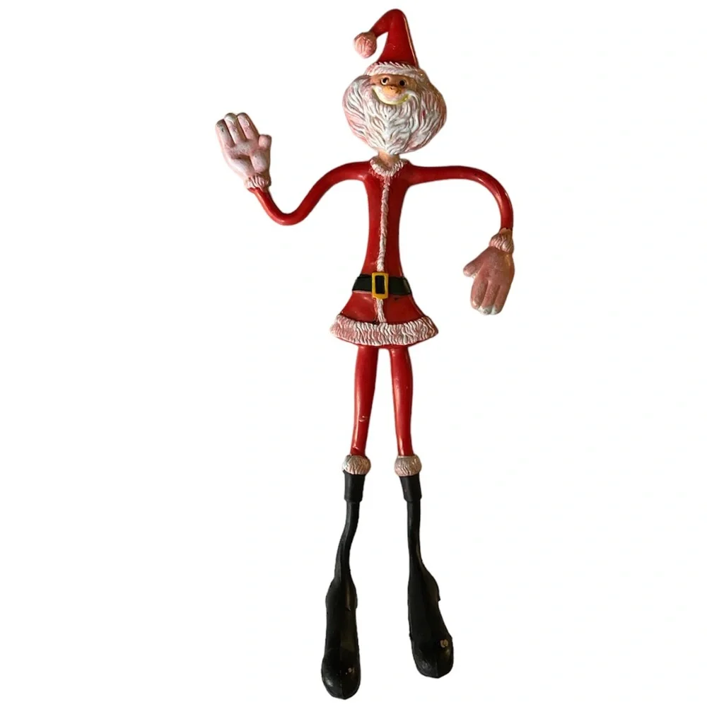Bendy Santa Bendable Vintage 70’s Fun World Red Christmas Decoration Hong Kong